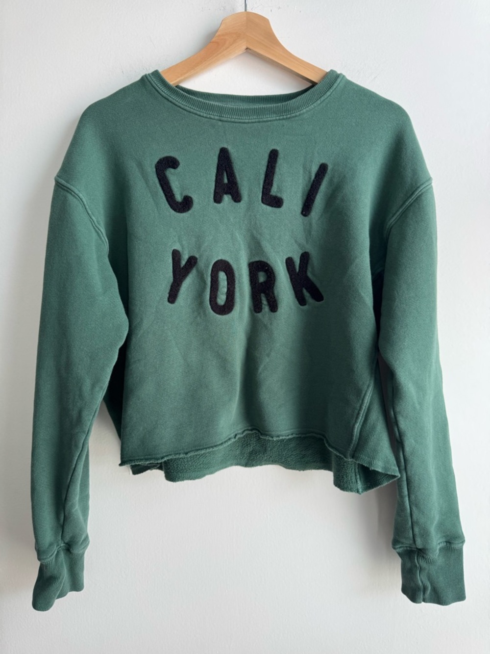 Sundry green cropped Cali York crewneck sweatshirt